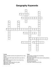 Geography Keywords crossword puzzle