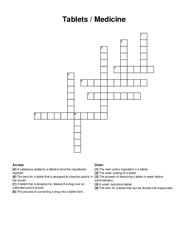Tablets / Medicine crossword puzzle