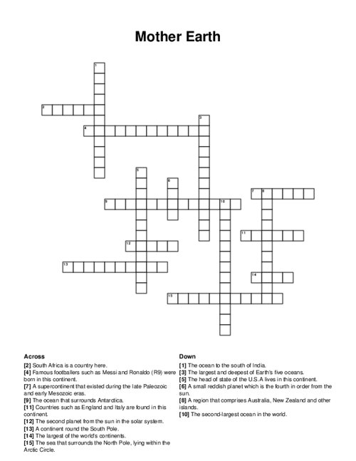Mother Earth Crossword Puzzle