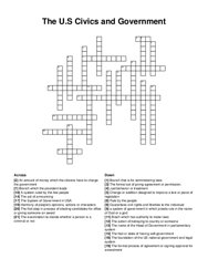 The U.S Civics and Government crossword puzzle