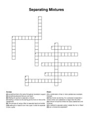 Separating Mixtures crossword puzzle