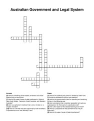 Australian Government and Legal System crossword puzzle