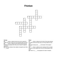 Friction crossword puzzle