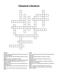 Classical Literature crossword puzzle