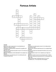 Famous Artists crossword puzzle