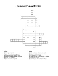 Summer Fun Activities crossword puzzle