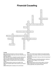 Financial Couseling crossword puzzle
