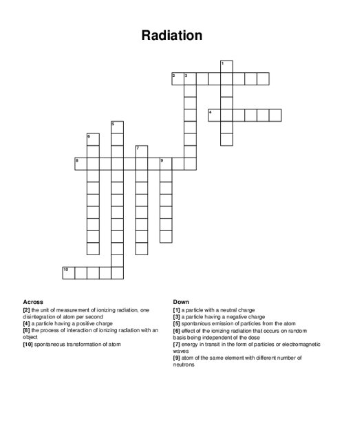 Radiation Crossword Puzzle