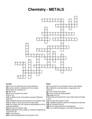Chemistry - METALS crossword puzzle