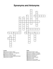Synonyms and Antonyms crossword puzzle
