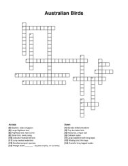 Australian Birds crossword puzzle