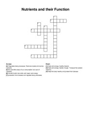 Nutrients and their Function crossword puzzle
