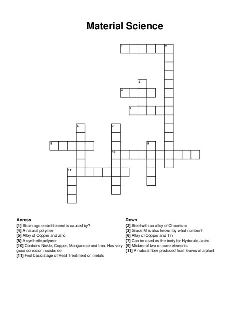 Material Science Crossword Puzzle