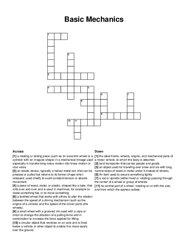 Basic Mechanics crossword puzzle