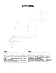 EMU Safety crossword puzzle