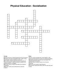 Physical Education - Socialization crossword puzzle