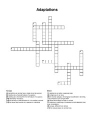 Adaptations crossword puzzle