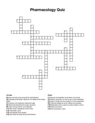 Pharmacology Quiz crossword puzzle