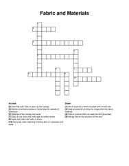 Fabric and Materials crossword puzzle