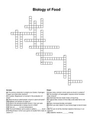 Biology of Food crossword puzzle