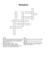 Reverence crossword puzzle