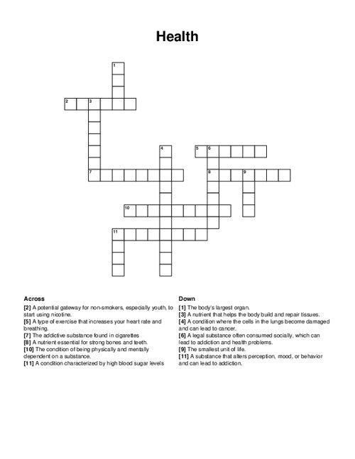Health Crossword Puzzle