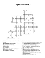 Mythical Beasts crossword puzzle