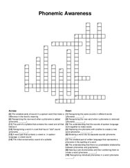 Phonemic Awareness crossword puzzle