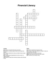 Financial Literacy crossword puzzle