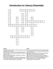 Introduction to Literacy Essentials crossword puzzle