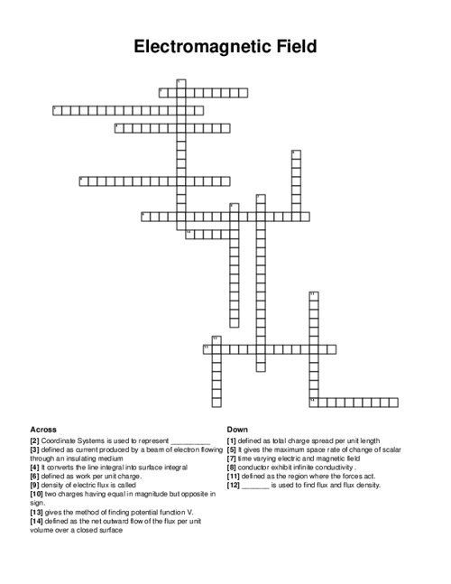 Electromagnetic Field Crossword Puzzle