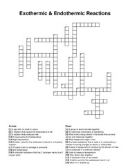 Exothermic & Endothermic Reactions crossword puzzle
