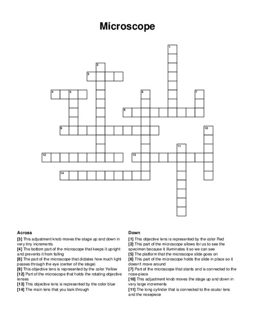 Microscope Crossword Puzzle