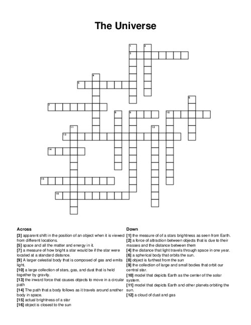 The Universe Crossword Puzzle