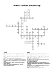 Poetic Devices Vocabulary crossword puzzle