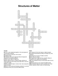 Structures of Matter crossword puzzle