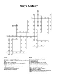Greys Anatomy crossword puzzle