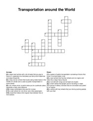 Transportation around the World crossword puzzle
