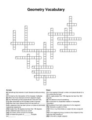 Geometry Vocabulary crossword puzzle