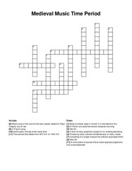 Medieval Music Time Period crossword puzzle