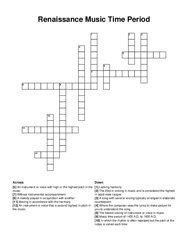 Renaissance Music Time Period crossword puzzle