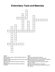 Embroidery Tools and Materials crossword puzzle