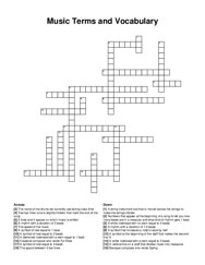 Music Terms and Vocabulary crossword puzzle