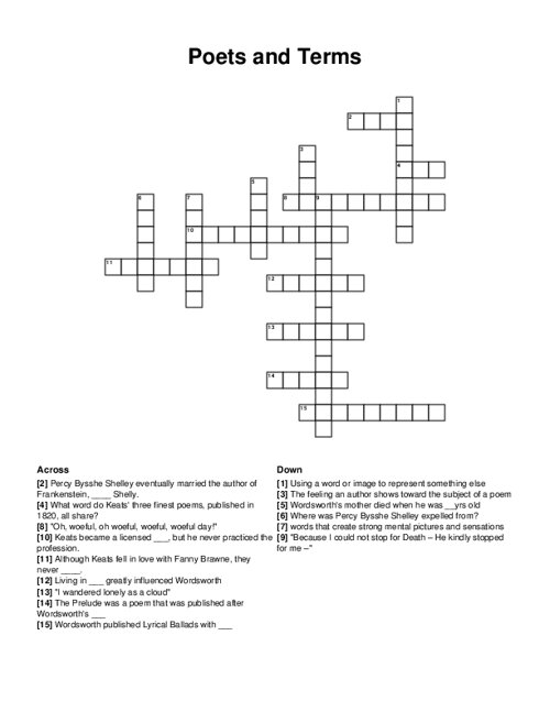 Poets and Terms Crossword Puzzle
