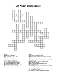 All About Shakespeare crossword puzzle