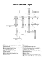 Words of Greek Origin crossword puzzle