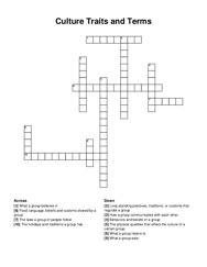 Culture Traits and Terms crossword puzzle