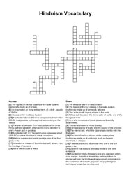 Hinduism Vocabulary crossword puzzle