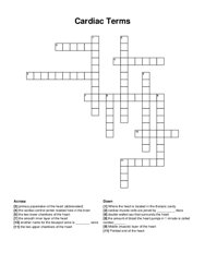 Cardiac Terms crossword puzzle