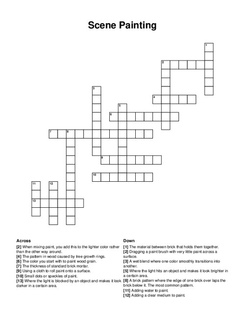 Painting and Sculpture Crossword Puzzle